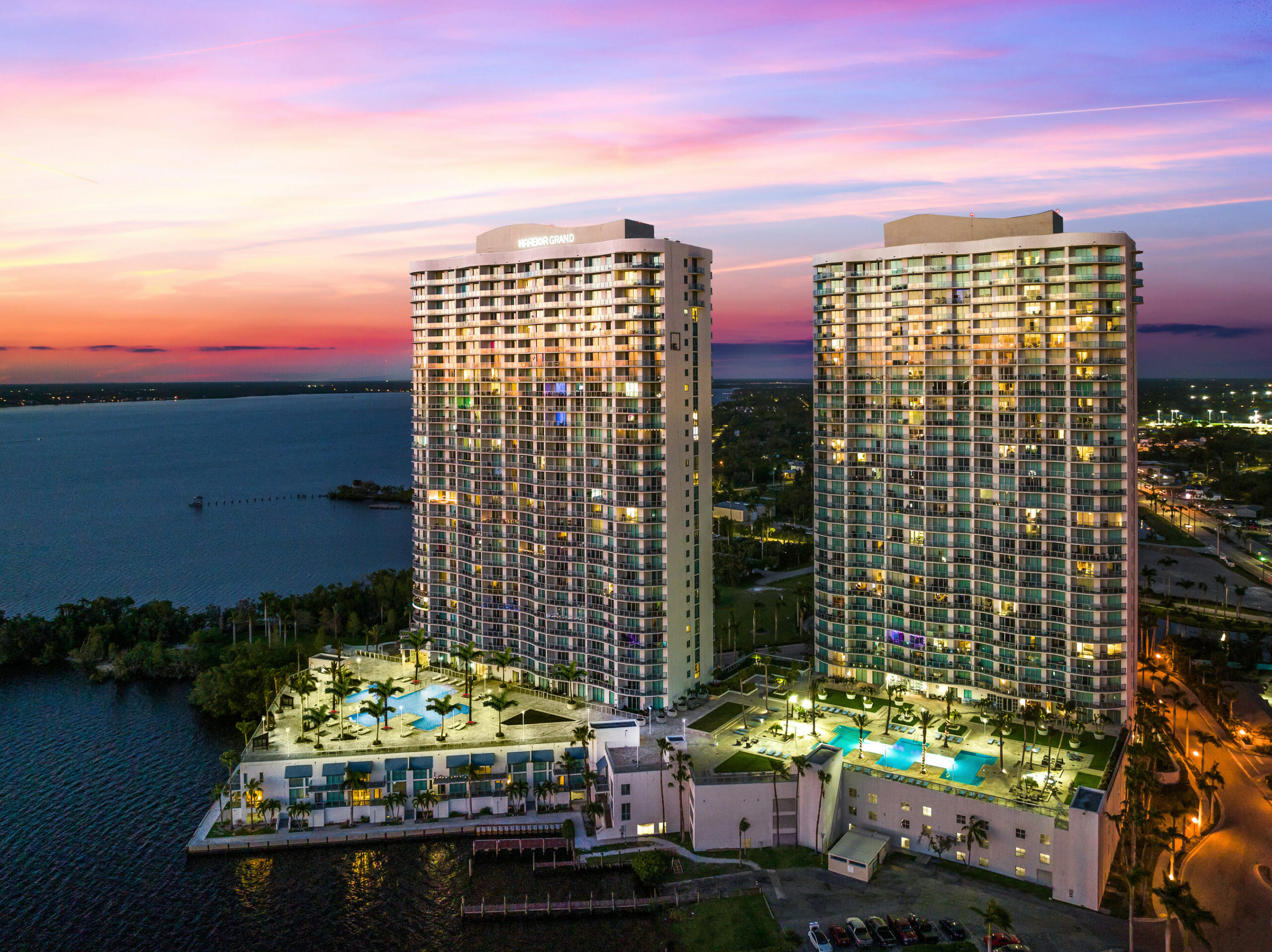 Photo is of Harbor Grand – a JBM® exclusive listing consisting of a 32-story, waterfront, high-rise tower located in Downtown Fort Myers, Florida